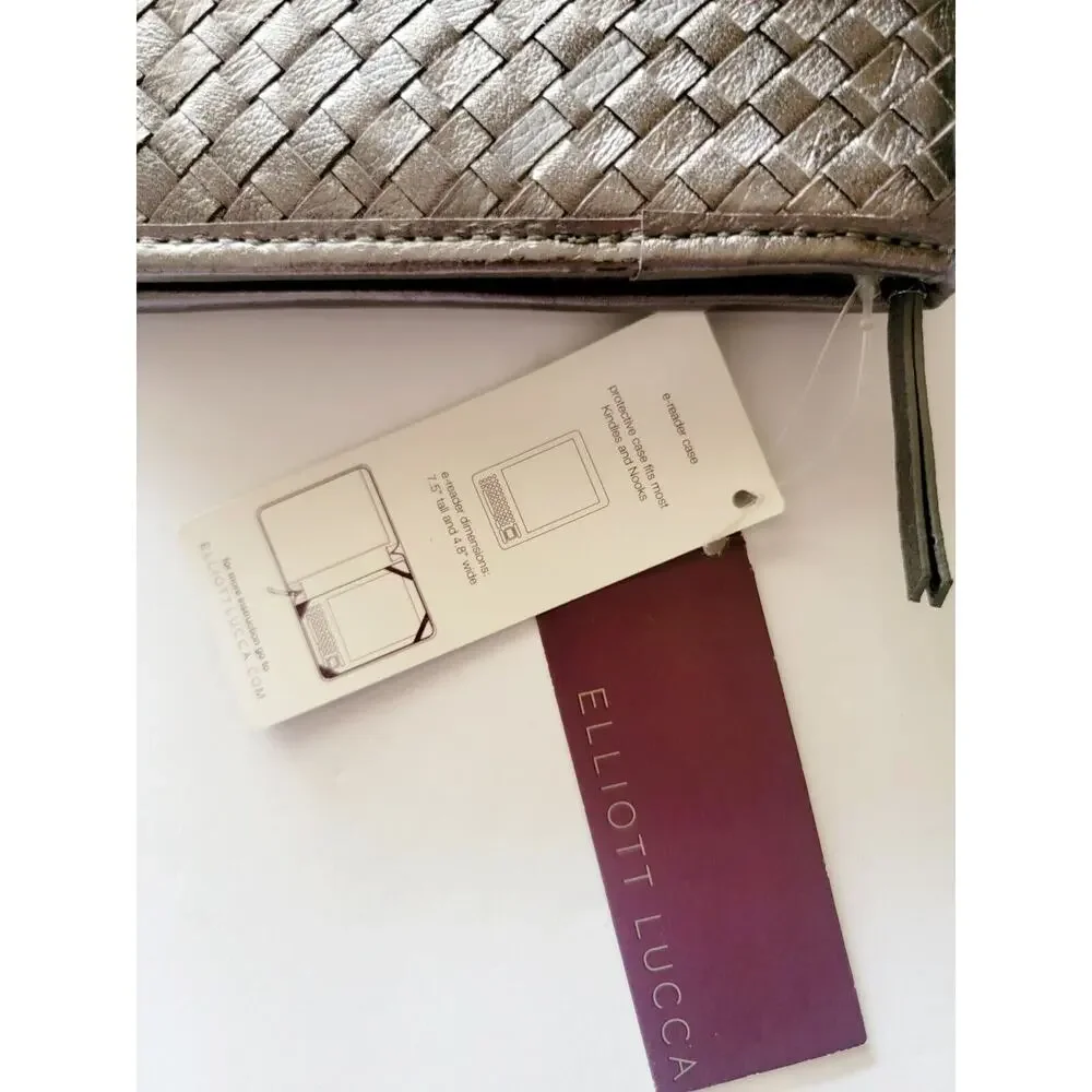 NWT Elliott Lucca Graphite Woven Leather Kindle Nook E-Reader Case